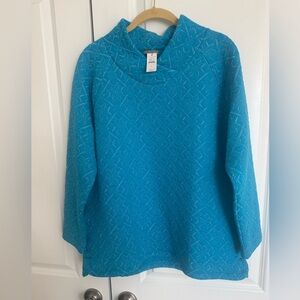 Talbots Teal Geometric Knit Top